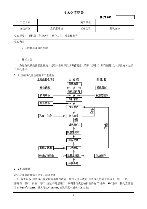 机械钻孔灌注桩技术交底
