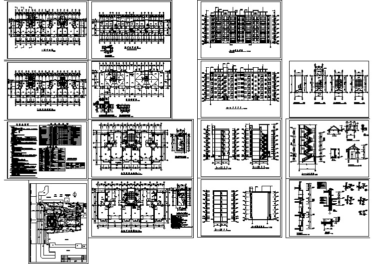 某六层对称大户型住宅楼建筑方案设计施工CAD图纸