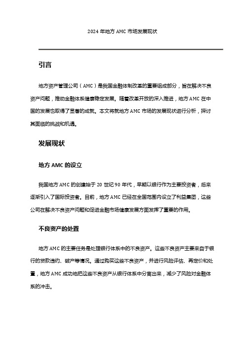 2024年地方AMC市场发展现状