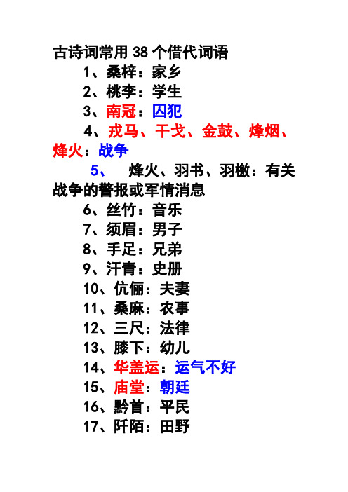 古诗词常用的38个借代词语