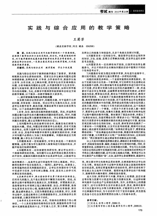 实践与综合应用的教学策略