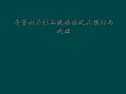 导管相关性血流感染及其预防与处理