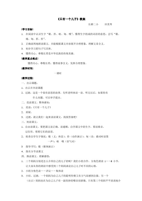 只有一个儿子教案