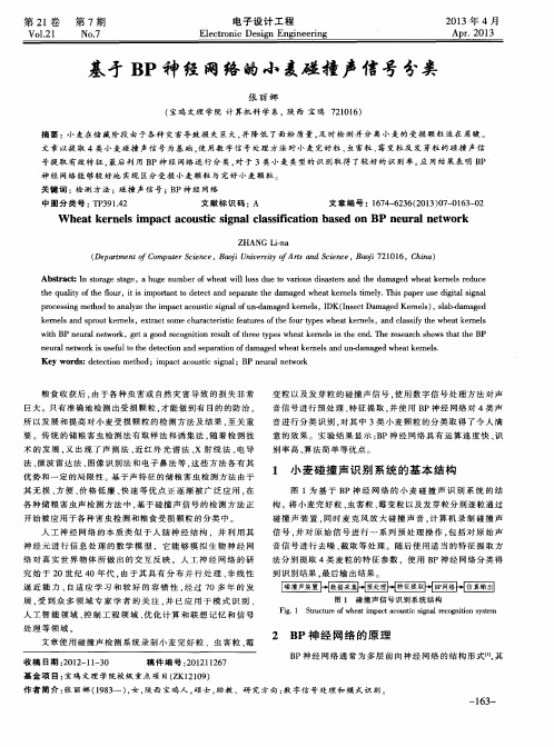 基于BP神经网络的小麦碰撞声信号分类