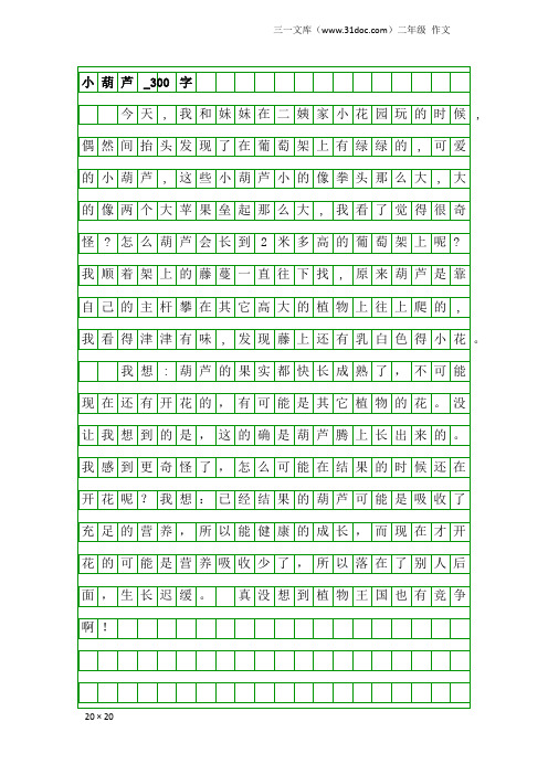 二年级作文：小葫芦_300字