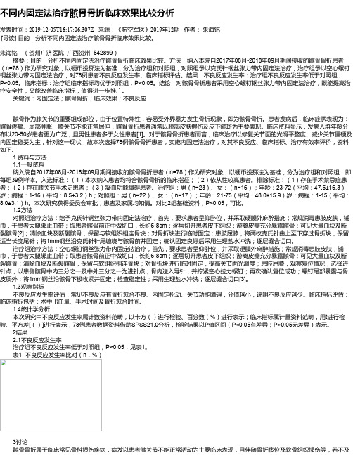 不同内固定法治疗髌骨骨折临床效果比较分析