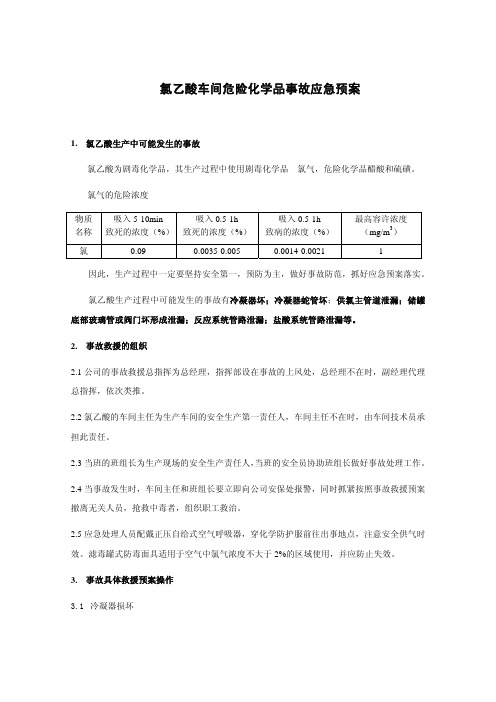 氯乙酸车间危险化学品事故应急预案