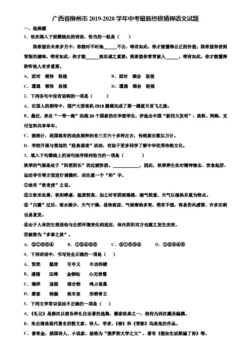 广西省柳州市2019-2020学年中考最新终极猜押语文试题含解析
