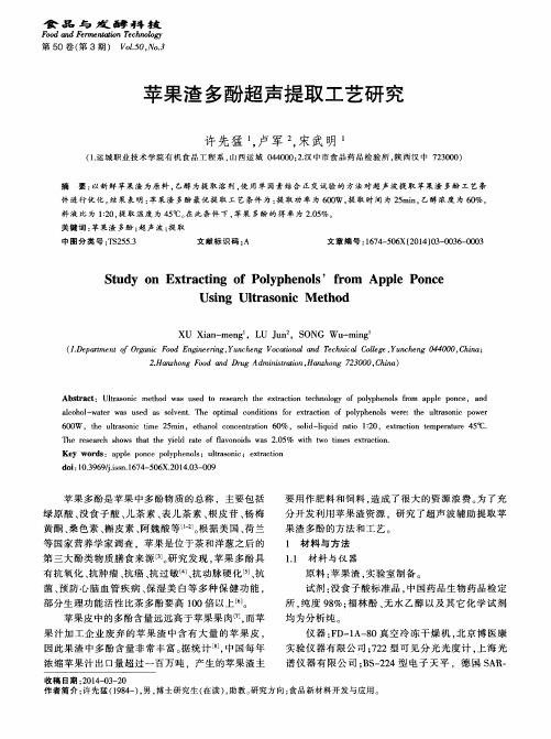 苹果渣多酚超声提取工艺研究