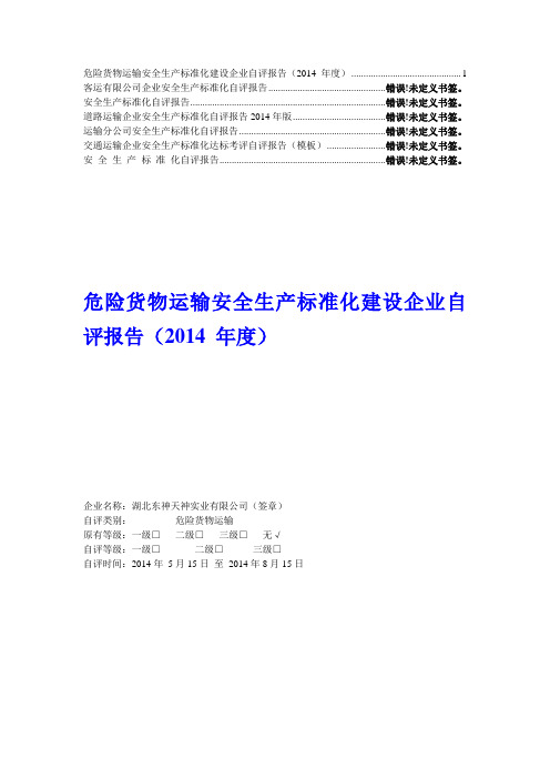 【精品】道路运输企业安全生产标准化自评报告