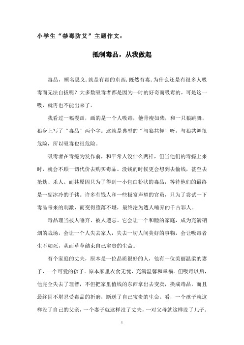 小学生“禁毒防艾”主题作文3：抵制毒品,从我做起