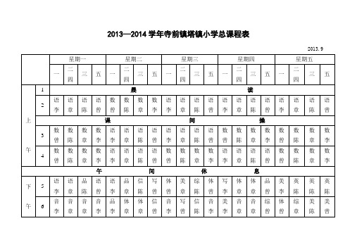 2013-2014课程表