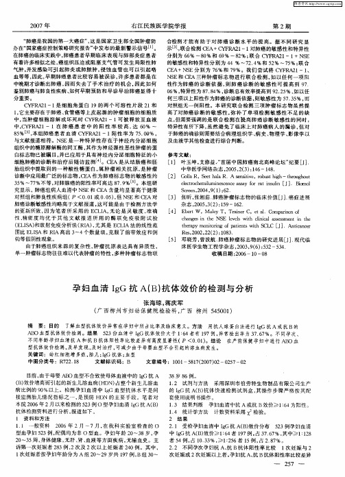 孕妇血清IgG抗A(B)抗体效价的检测与分析