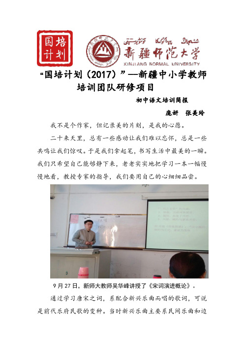 国培计划2017--新疆中小学教师培训团队研修项目