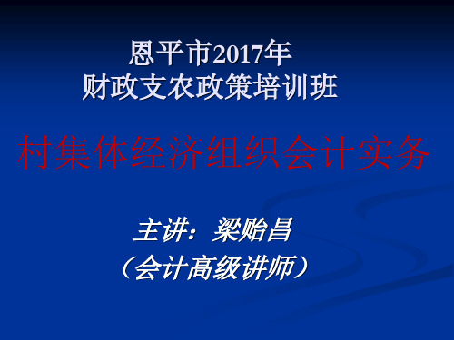 村集体经济组织会计实务