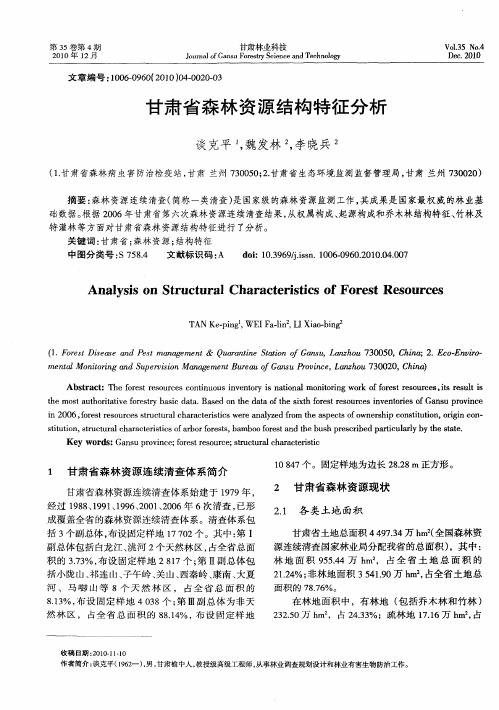 甘肃省森林资源结构特征分析