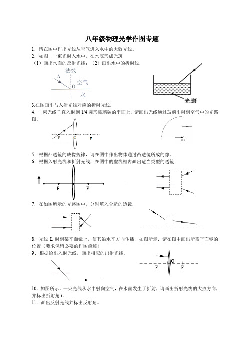 人教版八年级物理光学作图专题训题