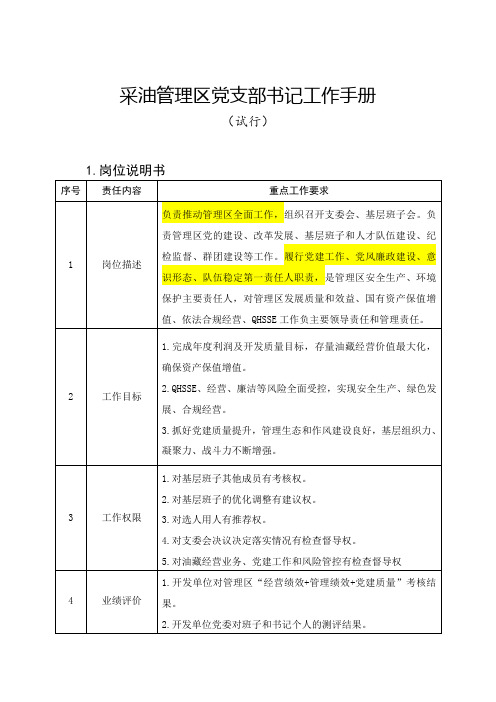 12海洋采油-领导岗位--采油管理区党支部书记工作手册