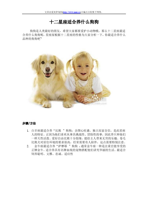 十二星座适合养什么狗狗