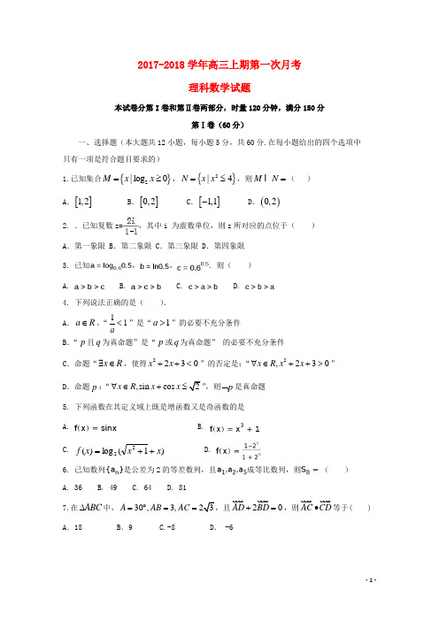 湖南省双峰县高三数学上学期第一次月考试题 理