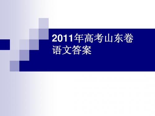 2011年高考山东卷