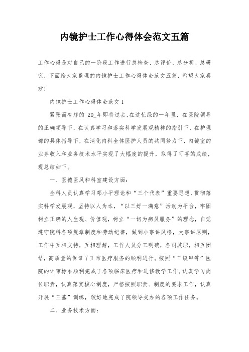 内镜护士工作心得体会范文五篇