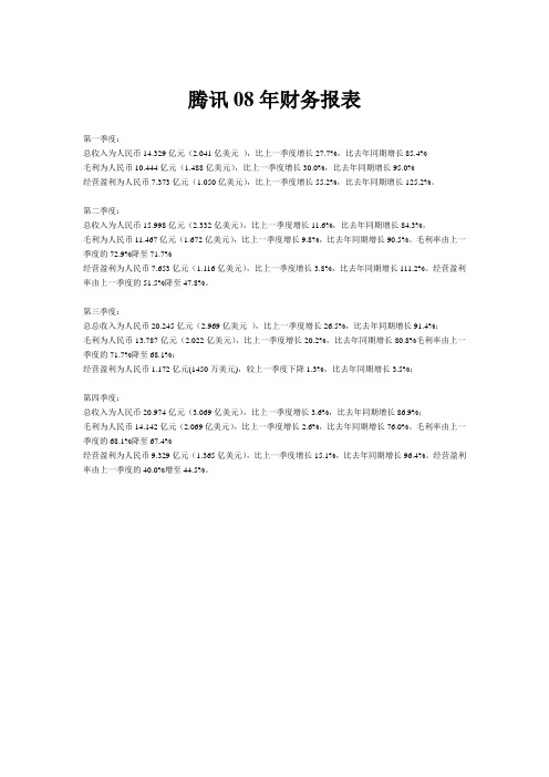 腾讯08年财务报表