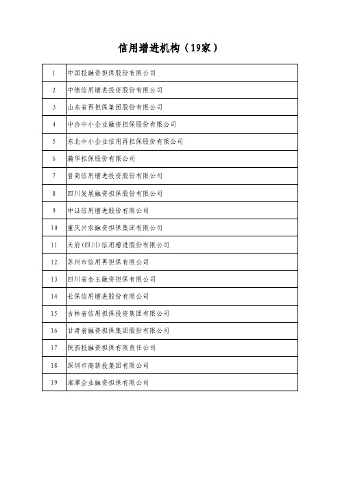 信用增进机构(19家)