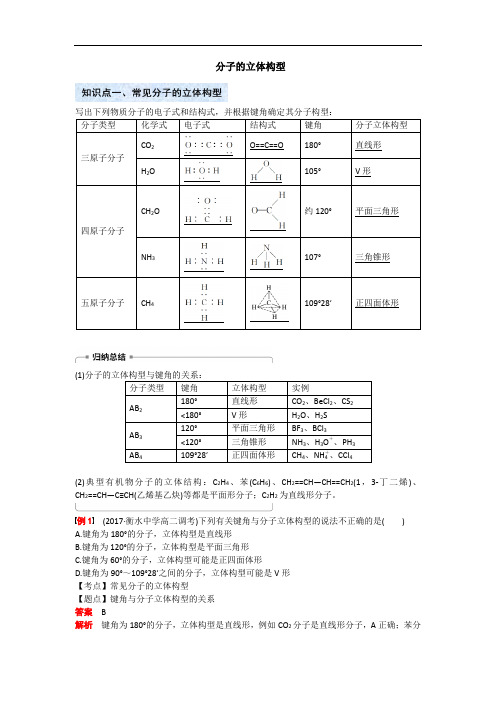 分子的立体构型(高考总复习)