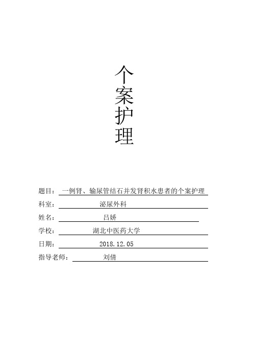 一例肾输尿管结石并发肾积水患者的个案