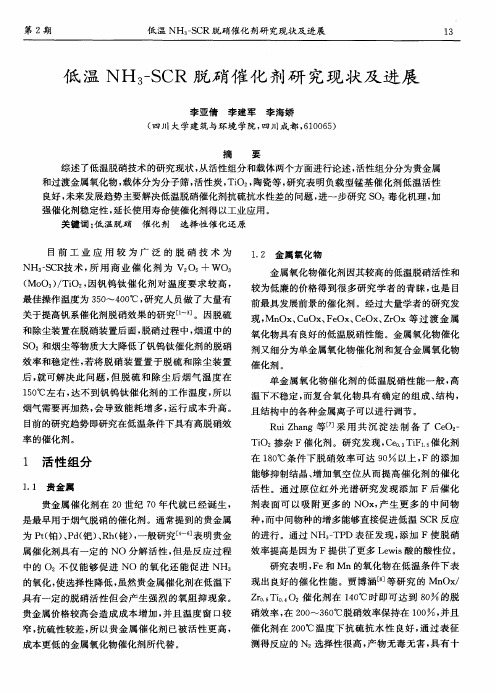低温NH_3-SCR脱硝催化剂研究现状及进展