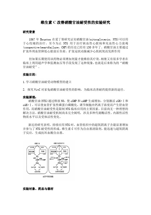 维生素C改善硝酸甘油耐受性的实验研究