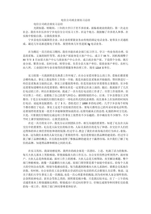 电信公司政企部实习总结