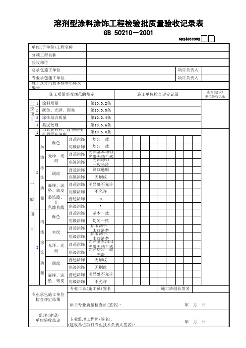 02溶剂型涂料涂饰工程检验批质量验收记录表GD24030802