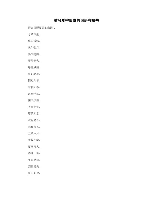 描写夏季田野的词语有哪些