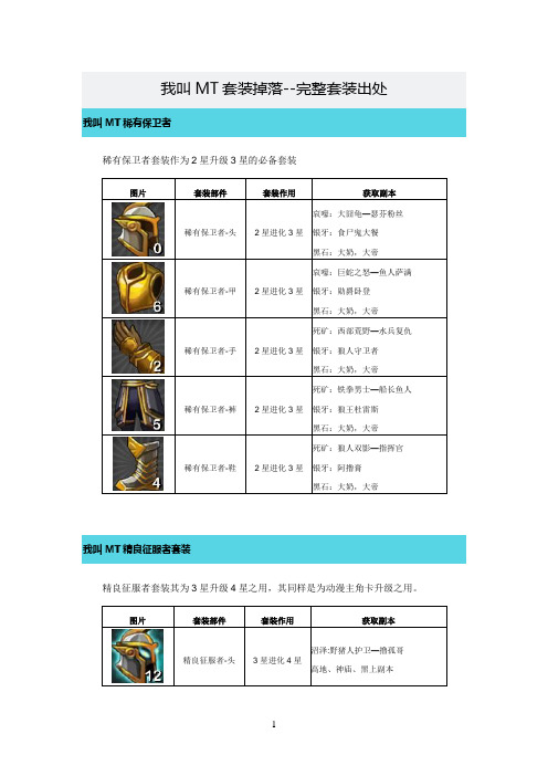 我叫MT套装掉落--完整套装出处