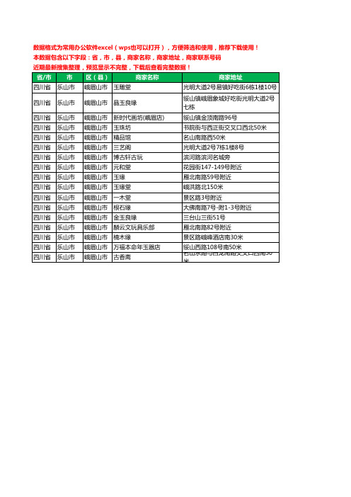 2020新版四川省乐山市峨眉山市古玩工商企业公司商家名录名单联系电话号码地址大全17家