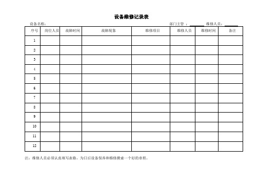 设备维修记录表