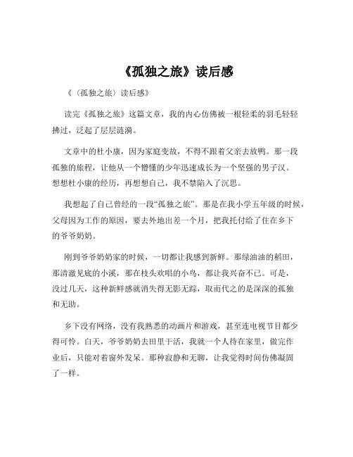 《孤独之旅》读后感