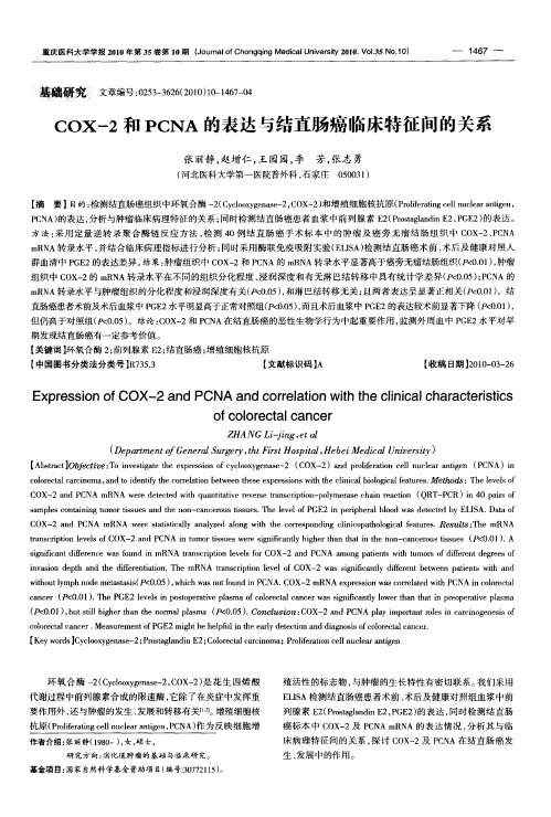 COX-2和PCNA的表达与结直肠癌临床特征间的关系