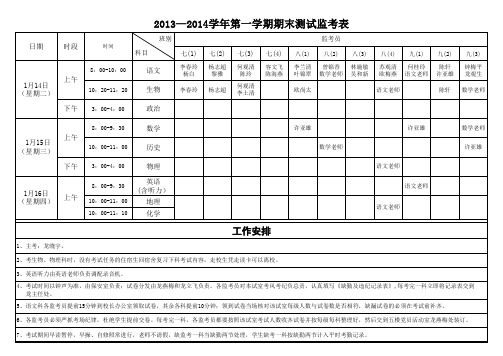 期末考试监考表