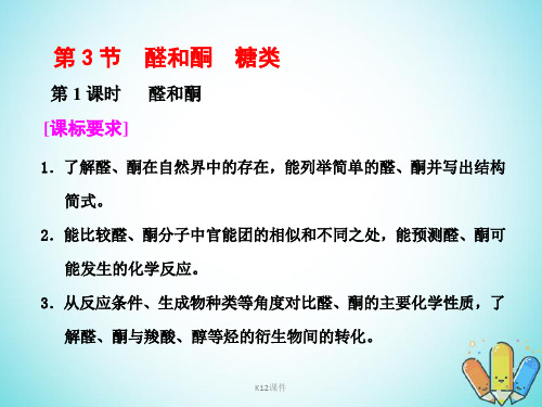 高中化学 第二章 官能团与有机化学反应 烃的衍生物 第3节 醛和酮 糖类 第1课时 醛和酮课件 鲁科版选修5