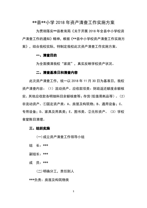 中小学2018年资产清查工作实施方案领导小组分工