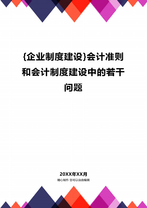 {企业制度建设}会计准则和会计制度建设中的若干问题精编