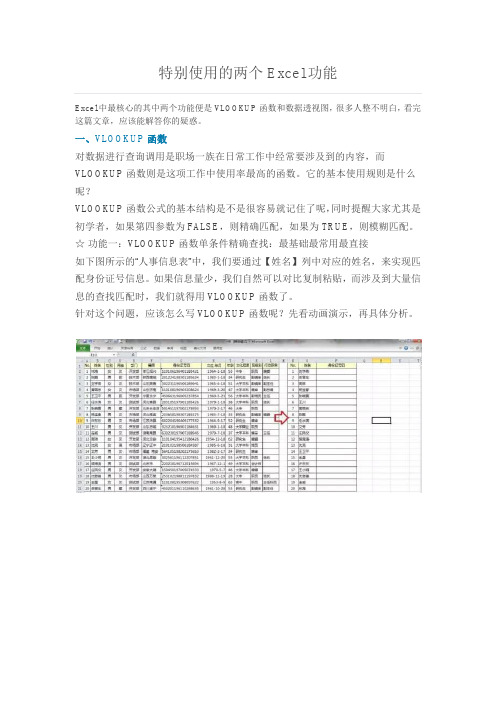 特别使用的两个Excel功能