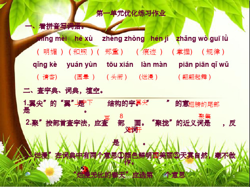 苏教版小学四年级语文下册第一单元练习习作及答案讲解