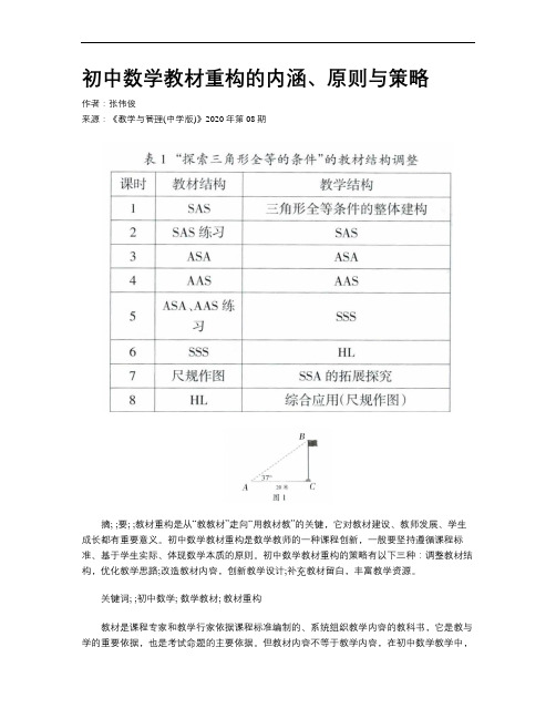 初中数学教材重构的内涵、原则与策略