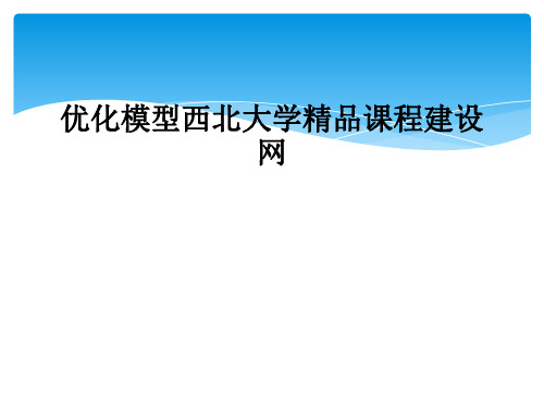 优化模型西北大学精品课程建设网