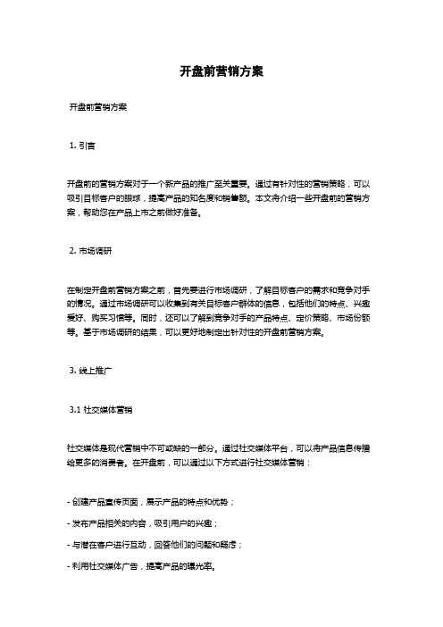 开盘前营销方案