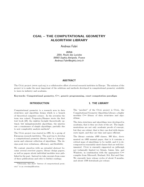 CGAL – THE COMPUTATIONAL GEOMETRY ALGORITHM LIBRARY